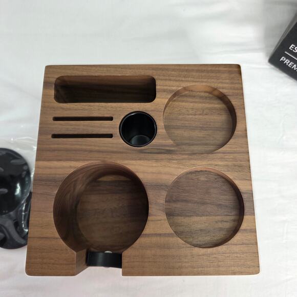 58mm Espresso Tamper Station V3 Walnut Portafilter Holder Compact Organizer - Picture 3 of 14